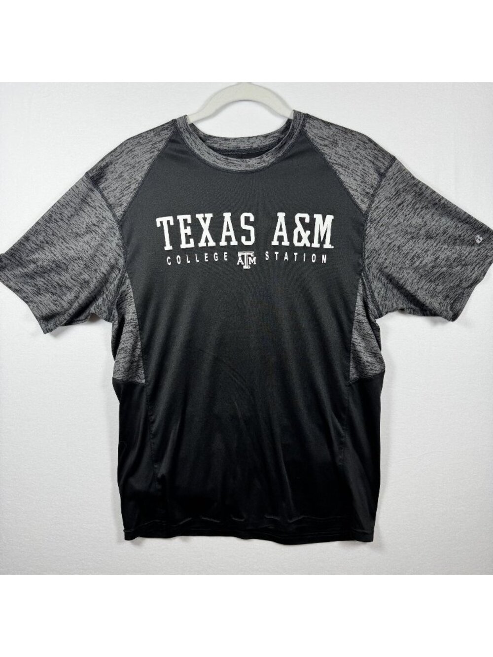Badger Sports Texas A&M Black Heather Performance T-Shirt Mens Size M